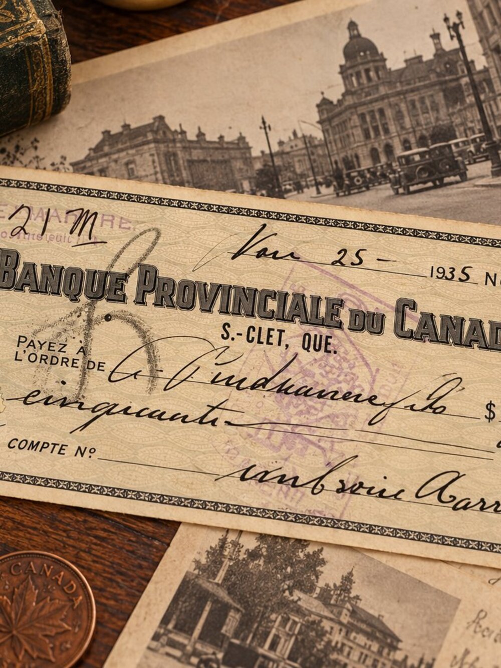 Vintage Canadian Bank Cheques & Financial Documents Lot 1930s–1950s